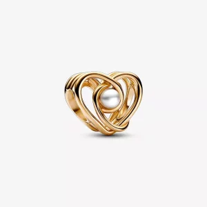 (imagen para) Charm Pandora Perla Cultivada de Agua Dulce Tratada y Corazón de Filigrana - 752636C01