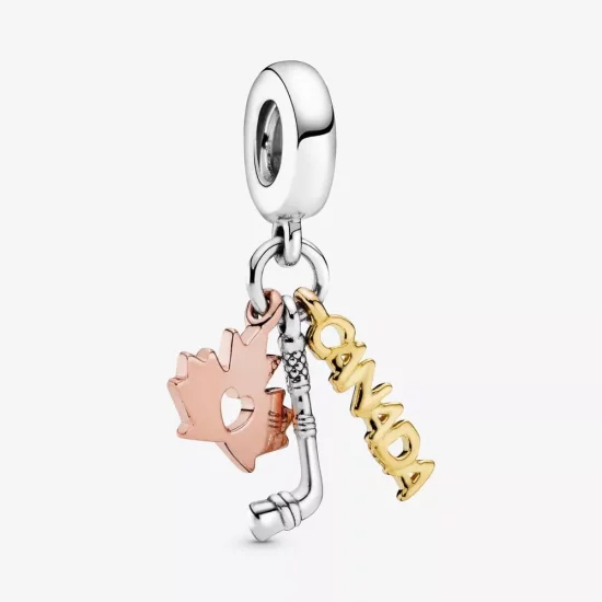 (imagen para) Pandora Canadá, dije colgante con forma de hoja de arce y palo de hockey - 798996C00