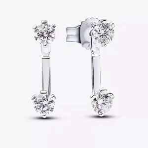 (imagen para) Pendientes colgantes con diamantes cultivados en laboratorio de Pandora Nova, plata de ley de 1,00 quilates en total - 292863C01