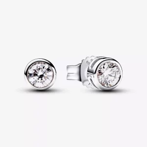 (imagen para) Pendientes con bisel de diamantes cultivados en laboratorio Pandora Era de plata de ley de 0,30 quilates - 292857C01