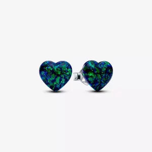 Pendientes Pandora de Botón Corazón Verde Opalescente - 293356C01 (imagen para) Pendientes Pandora de Botón Corazón Verde Opalescente - 293356C01
