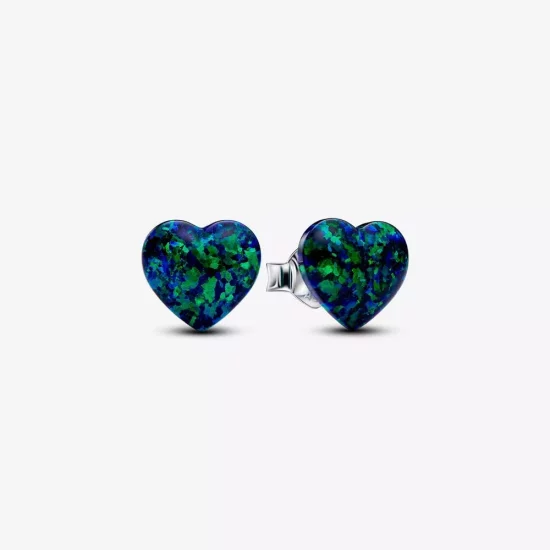 (imagen para) Pendientes Pandora de Botón Corazón Verde Opalescente - 293356C01