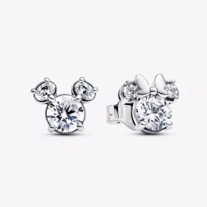 (imagen para) Pendientes Pandora de Botón Mickey y Minnie Mouse Brillantes de Disney - 293219C01