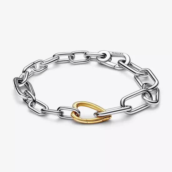 (imagen para) Pulsera de Cadena de Eslabones con Eslabón Que Se Puede Abrir Corazón en Dos Tonos de Pandora ME - 562527C00