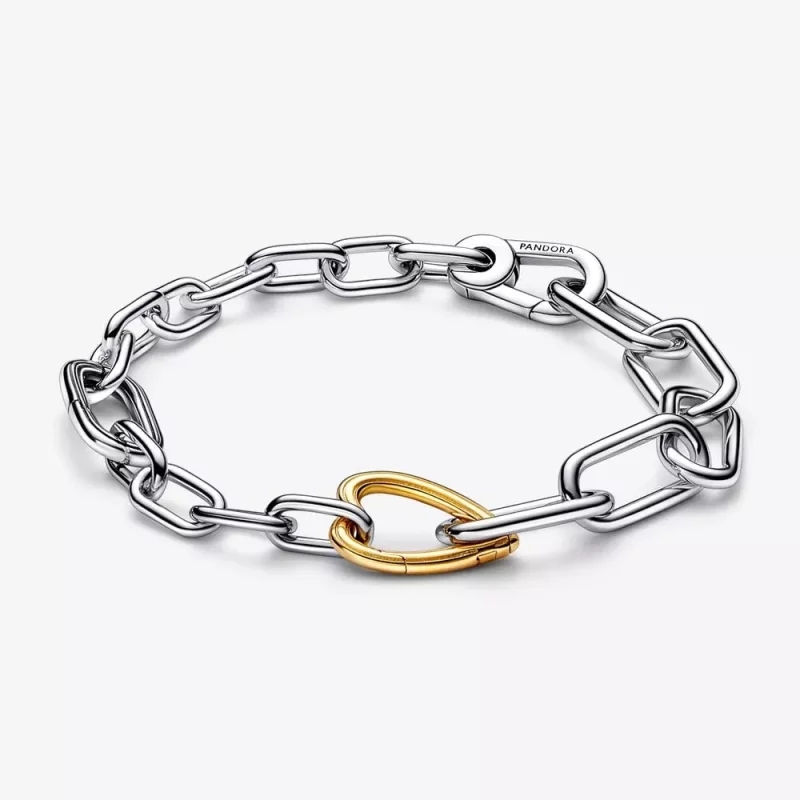 (imagen para) Pulsera de Cadena de Eslabones con Eslabón Que Se Puede Abrir Corazón en Dos Tonos de Pandora ME - 562527C00