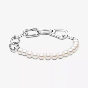 (imagen para) Pulsera de Eslabones Link y Perlas Cultivadas de Agua Dulce Pandora ME - 599694C01