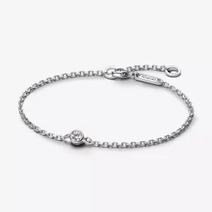 (imagen para) Pulsera Pandora Era con cadena de bisel y diamantes cultivados en laboratorio, plata esterlina de 0,15 quilates en total - 592847C01