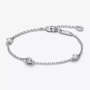 (imagen para) Pulsera Pandora Era con cadena de eslabones de diamantes cultivados en laboratorio y bisel de 0,30 quilates en plata esterlina - 593109C01
