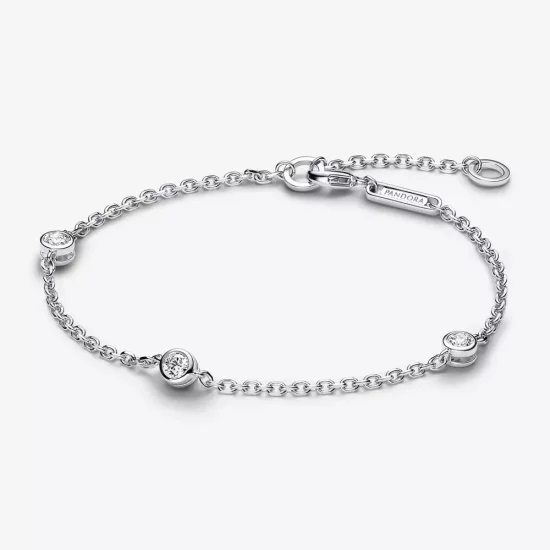 (imagen para) Pulsera Pandora Era con cadena de eslabones de diamantes cultivados en laboratorio y bisel de 0,30 quilates en plata esterlina - 593109C01 - Haga clic en la imagen para cerrar.