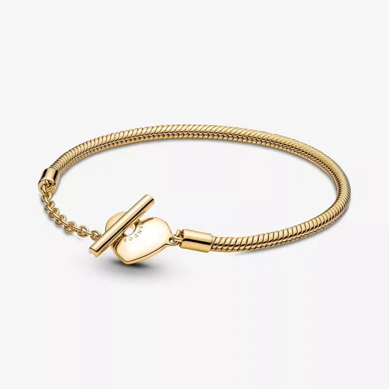 (imagen para) Pulsera Pandora Moments Cadena de Serpiente con Cierre en T y Corazón - 569285C00