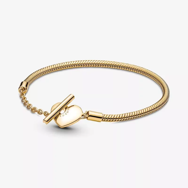 (imagen para) Pulsera Pandora Moments Cadena de Serpiente con Cierre en T y Corazón - 569285C00