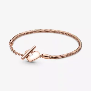 (imagen para) Pulsera Pandora Moments Cadena de Serpiente con cierre en T y Corazón - 589285C00