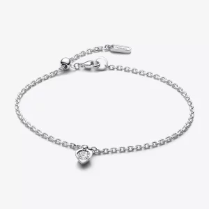 (imagen para) Pulsera Pandora Talisman con cadena en forma de corazón y diamantes cultivados en laboratorio, plata de ley de 0,25 quilates - 593094C01