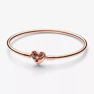 (imagen para) Pulsera rígida Pandora Moments en plata de ley Corazón & Mariposa - 582594C01