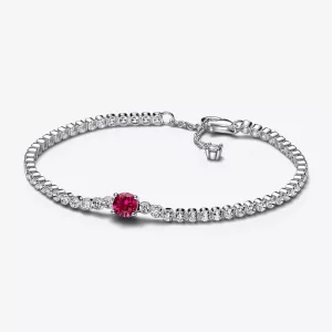 (imagen para) Pulsera Tenis Pandora Gema Roja Redonda en Pave - 592403C01