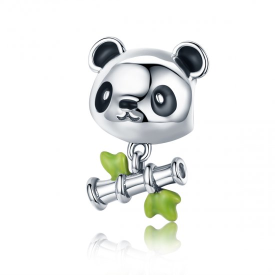 Charm de plata estilo Pandora con panda que ama comer bambú - SCC325 - Haga click en la imagen para cerrar