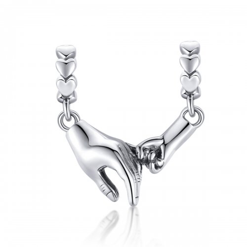 Charm espaciador de plata estilo Pandora, mano a mano - SCC1700