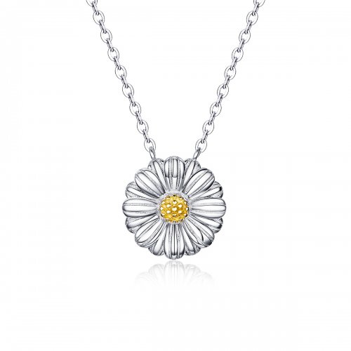Collar de margaritas de plata estilo Pandora - SCN370