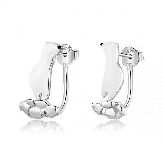Estilo Pandora Oso Polar sobre Pendientes de Hielo Agrietado - BSE347 - Haga click en la imagen para cerrar