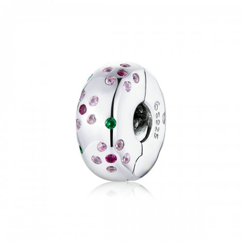 Clip de flores contratadas de estilo Pandora en plata - BSC245
