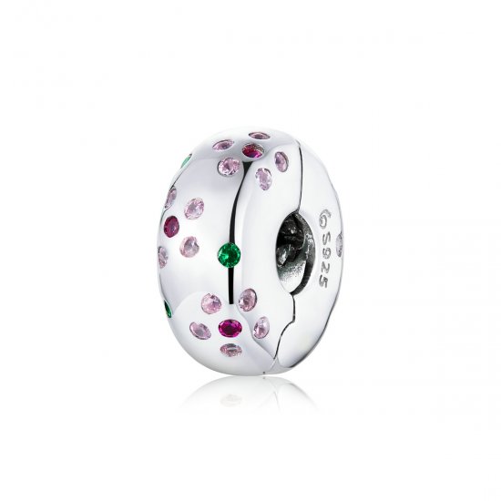 Clip de flores contratadas de estilo Pandora en plata - BSC245 - Haga click en la imagen para cerrar
