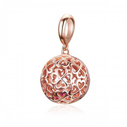 Pendiente de trébol en movimiento estilo Pandora en oro rosa - SCC1127