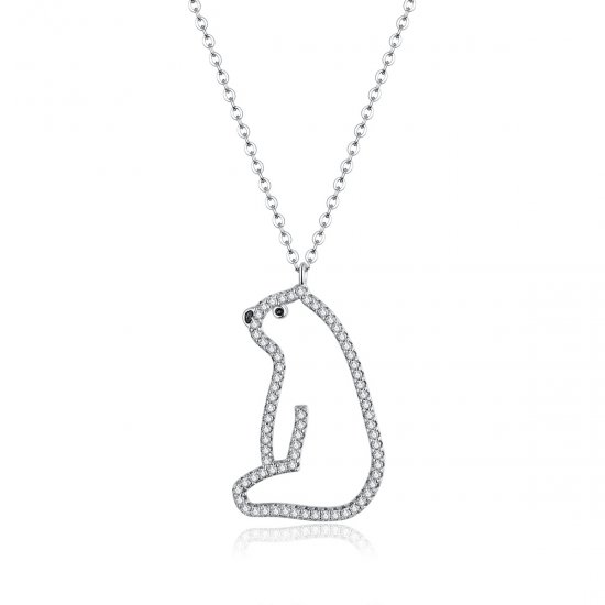 Collar de estilo Pandora con oso polar - BSN195 - Haga click en la imagen para cerrar