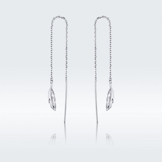 Pendientes colgantes de pluma de plata estilo Pandora - SCE786 - Haga click en la imagen para cerrar