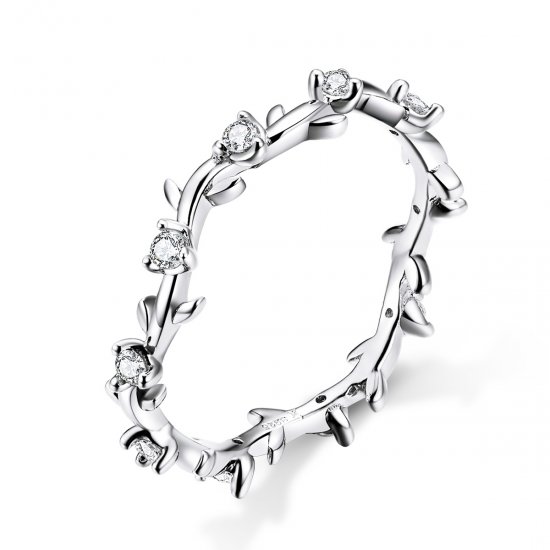 Anillo de Corona de Flores Plateado al estilo de Pandora - SCR625 - Haga click en la imagen para cerrar