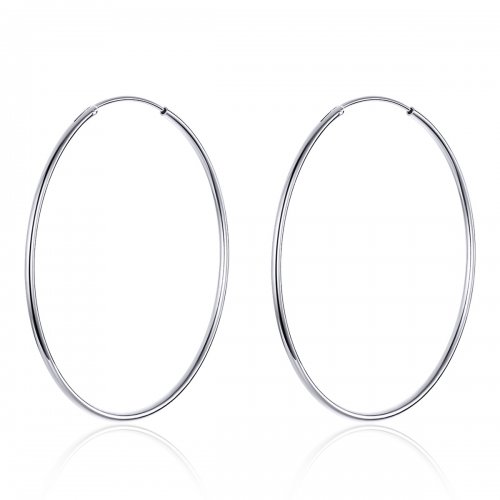 Aretes de aro de línea simple en plata estilo Pandora - SCE711