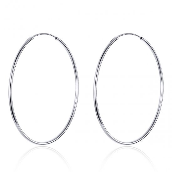 Aretes de aro de línea simple en plata estilo Pandora - SCE711 - Haga click en la imagen para cerrar