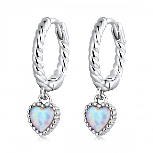 Aretes de argolla estilo Pandora con ópalo de amor - SCE1385