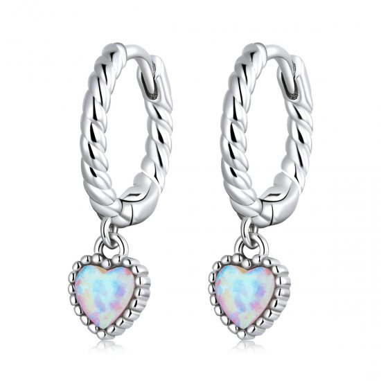 Aretes de argolla estilo Pandora con ópalo de amor - SCE1385 - Haga click en la imagen para cerrar