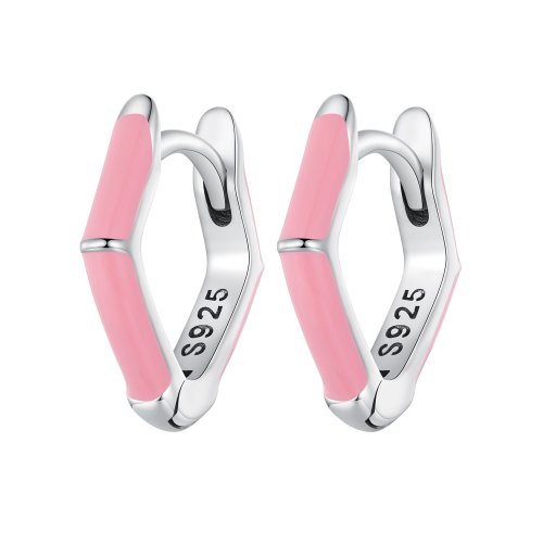 Aretes de Aro con Diamantes Rosados de Estilo Pandora - SCE1569-PK