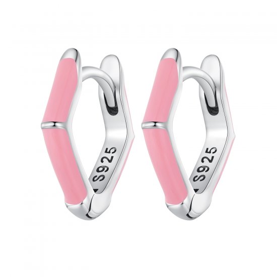 Aretes de Aro con Diamantes Rosados de Estilo Pandora - SCE1569-PK - Haga click en la imagen para cerrar