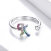 Anillo abierto Pandora Style con letra K en colores vibrantes - SCR723-K