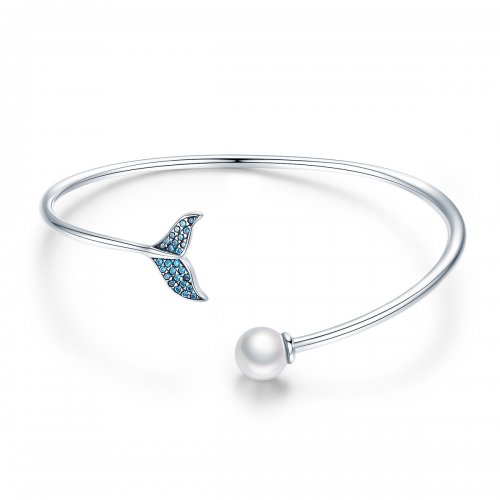 Pulsera abierta de lágrima de sirena en plata de estilo Pandora - SCB123