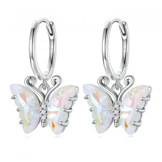 Pendientes de Aro Estilo Pandora con Mariposa Sinfónica - SCE1588-CF - Haga click en la imagen para cerrar
