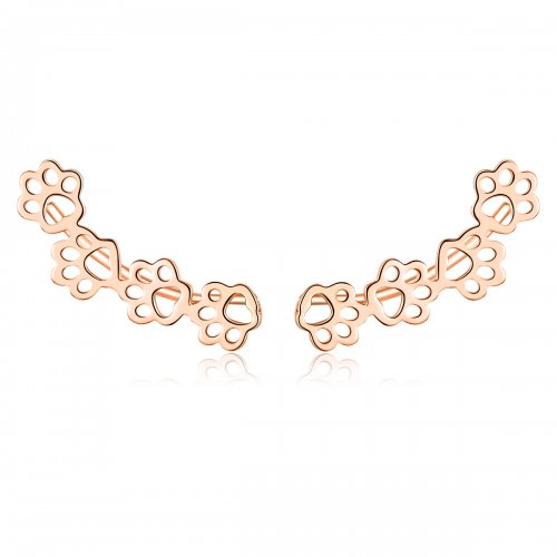 Pendientes de perno estilo Pandora en oro rosa con huellas de pata - SCE430-C