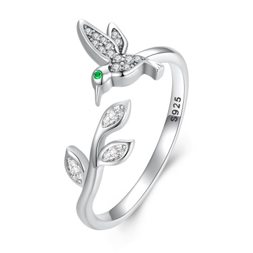Anillo abierto de estilo Pandora con colibrí - SCR871