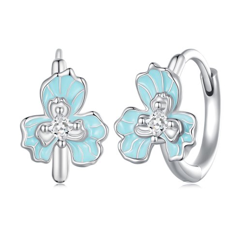 Aros de estilo Pandora con iris azul - BSE843