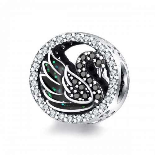 Charm de cisne negro en plata estilo Pandora - SCC1342