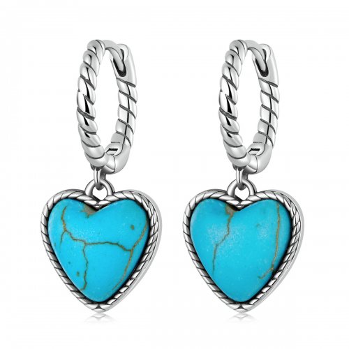 Aretes de Aro Turquesa con Estilo Pandora Love - BSE589