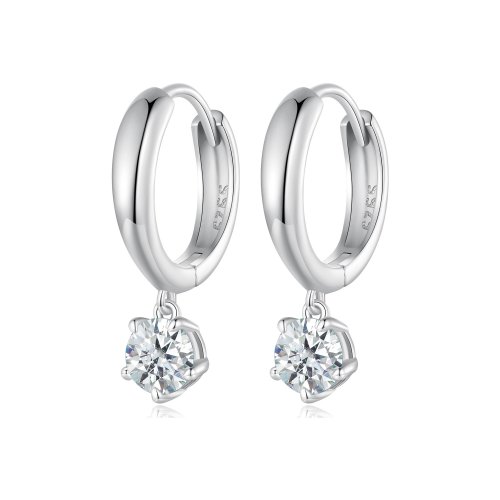 Aretes de argolla estilo Pandora de 0.5 quilates de Moissanita (Dos certificados) - MSE040