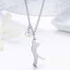 Collar de Plata estilo Pandora con Colgante de Gatito Juguetón - SCN175