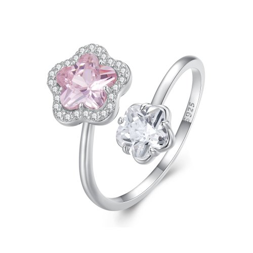 Anillo abierto de estilo Pandora con florecita - BSR439