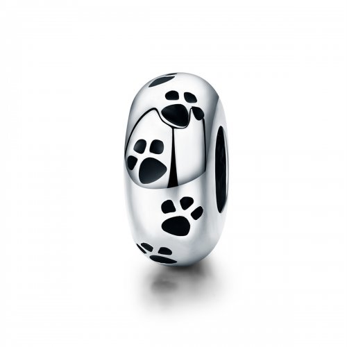 Charm espaçador de huella de mascota en plata estilo Pandora - SCC594