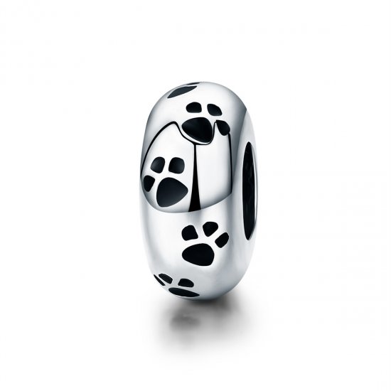 Charm espaçador de huella de mascota en plata estilo Pandora - SCC594 - Haga click en la imagen para cerrar