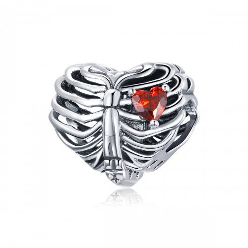 Charm de corazón palpitante plateado estilo Pandora - SCC1764