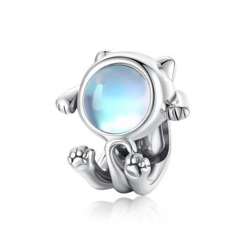 Charm de plata con estilo Pandora inspirado en gato espacial - SCC1697